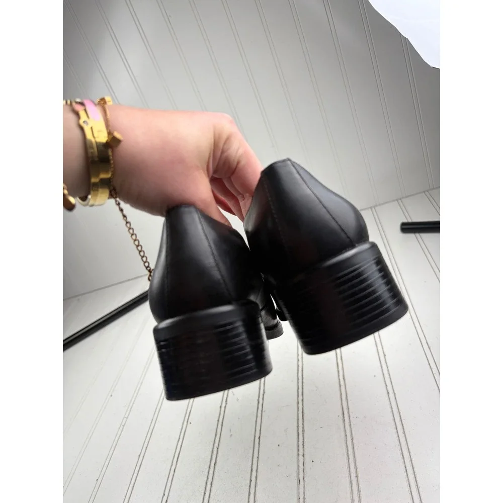 Nicole Vintage Y2K Black Leather Slip On Classy Work Loafers Women's Size 7.5